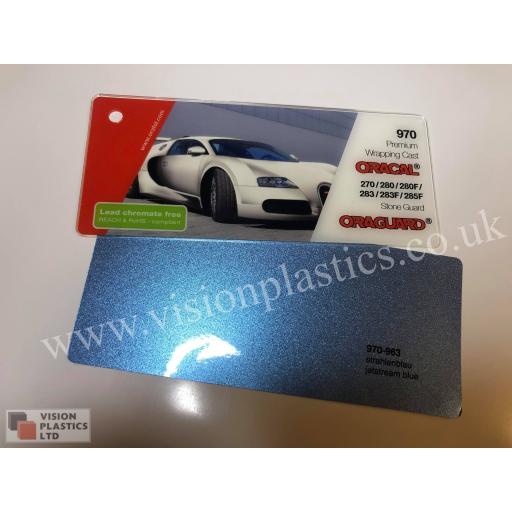 1520mm Wide Oracal 970 Rapid Air Premium Wrapping Cast Vinyl - Jet Stream Blue 963 Gloss