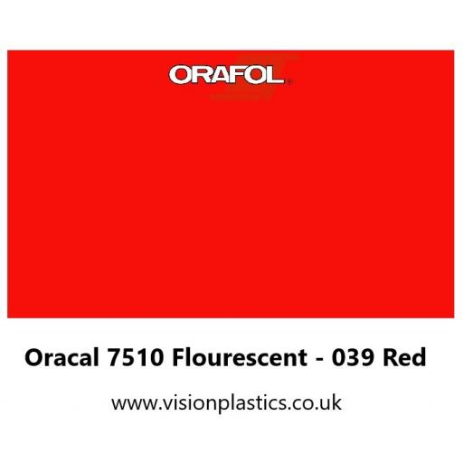 1260mm Wide Oracal 7510 Fluorescent Premium Cast 039 Red Vinyl