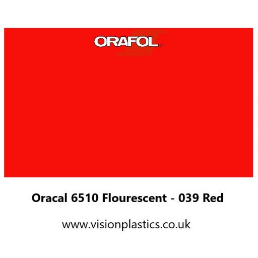 630mm Wide Oracal 6510 Fluorescent Cast 039 Red Vinyl