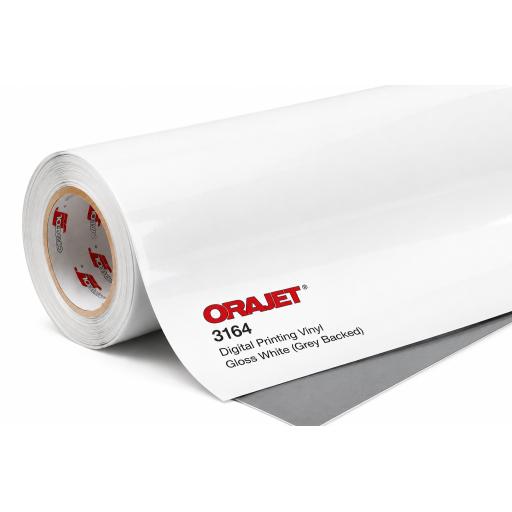 1600mm Wide Orajet 3164 Digital Printing Vinyl - Gloss White (Grey Backed 4yr) - 50 Mtr Roll