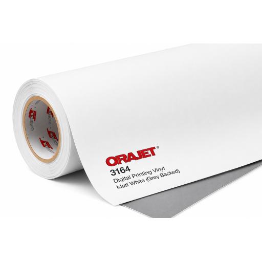 1600mm Wide Orajet 3164 Digital Printing Vinyl - Matt White (Grey Backed 4yr) - 50 Mtr Roll