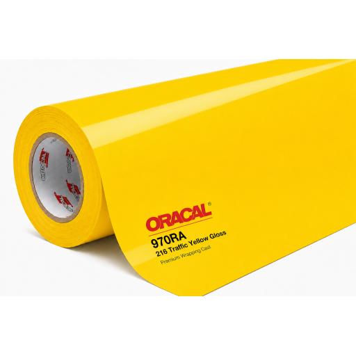 1520mm Wide Oracal 970 Rapid Air Premium Wrapping Cast Vinyl - Traffic Yellow 216 Gloss